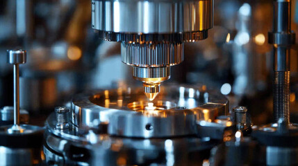 Aufkleber - High precision machinery in manufacturing process, showcasing advanced engineering and material science techniques. intricate details highlight nanotechnology applications