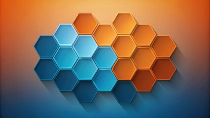 Aufkleber - Abstract Hexagon Pattern  Blue and Orange Geometric Design