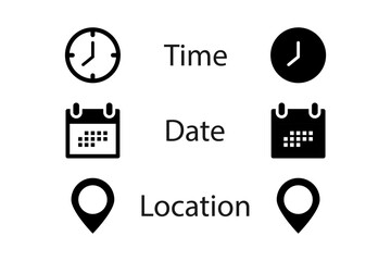 Wall Mural - vector icon. time, calendar and location vector icons. line icons collection. black icon. business i