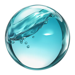 Poster - polished light teal sphere with fluid like surface and bubbles, creating dynamic and modern design