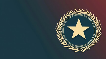 Wall Mural - A graphic of a circular award seal with a star and laurel design.