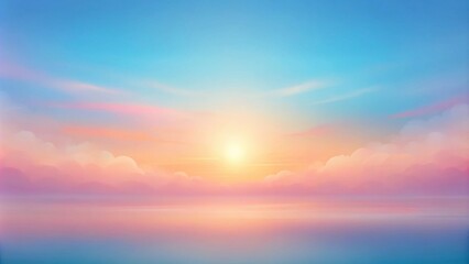 Aufkleber - Serene Sunset Over a Calm Ocean A Peaceful and Colorful Sky with Soft Clouds and a Glowing Sun