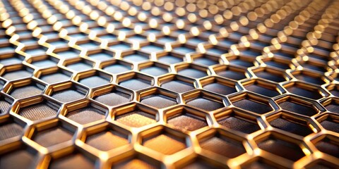 Leinwandbilder - Abstract Golden Hexagonal Grid Pattern  Modern Geometric Background