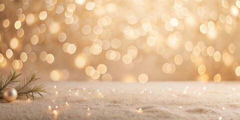 Poster - Festive Golden Bokeh Background with Sparkling Lights and Ornament
