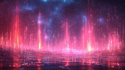 Wall Mural - futuristic pink red neon lightscape abstract digital art background