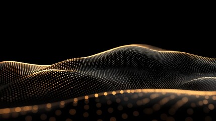 Wall Mural - 3d illustration of abstract particles wave with depth of field and bokeh effect.
