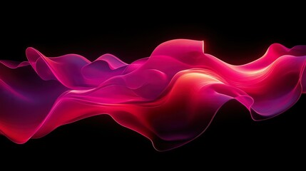 Wall Mural - Abstract background with smooth lines in red and pink colors on black.
