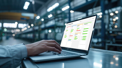 Wall Mural - project planning software for brisk business project management on the computer screen showing timel