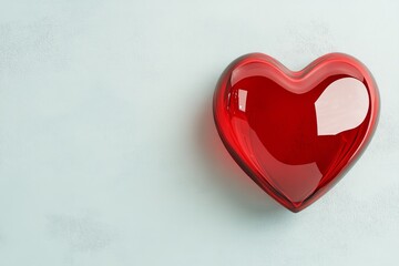 Poster - A single, flat heart icon with a subtle shadow effect, rendered in vibrant red against a light gray background