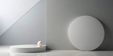 Leinwandbilder - Minimalist Studio Scene with Cylindrical Platform and Orb