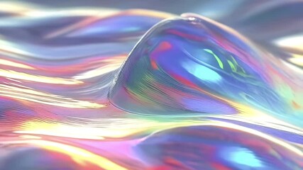 Aufkleber - Waves of shimmering liquid material with an iridescent sheen where pink, blue and gold create a play of light. The composition is harmonious and fluid, with a dynamic futuristic accent