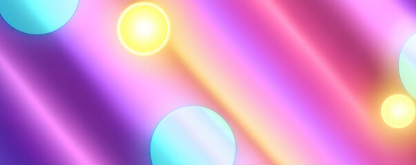 Poster - Colorful abstract background with glowing circles and light rays creating a dreamlike atmosphere