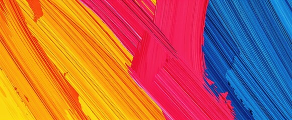 Fototapete - Abstract art featuring vibrant strokes of yellow orange pink and blue