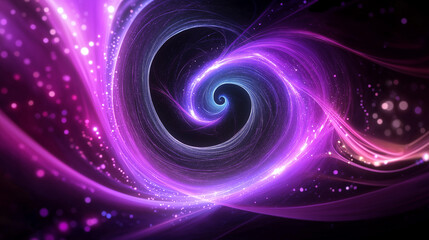 Poster - Glowing purple and blue spiral creating a cosmic vortex with sparkling particles