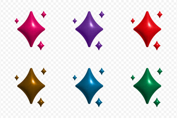 Wall Mural - 3d sparkle stars set of different colors. volume 3d icons of star shapes. elements for design for ba