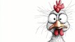 © TI3ee - Quirky cartoon chicken illustration with expressive eyes and messy feathers.