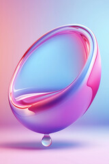 Leinwandbilder - Iridescent fluid shape dripping on gradient background