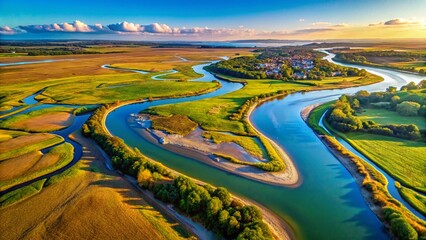 Sticker - Aerial View of Ray Estuary, Hadleigh Park, Essex, UK - Drone Photography