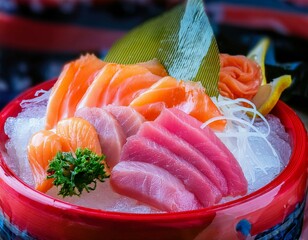 Wall Mural - Japanese food fresh raw fish mixed sashimi