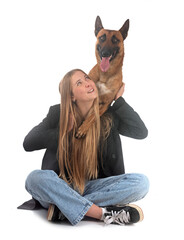 Wall Mural - malinois and owner in studio