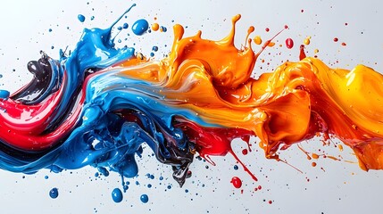 Wall Mural - vibrant flow of paint colors with dynamic splashes and fluid movement showcasing artistic expression