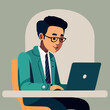 © SIARHEI - Office Worker Using Laptop – Modern Business Vector Illustration