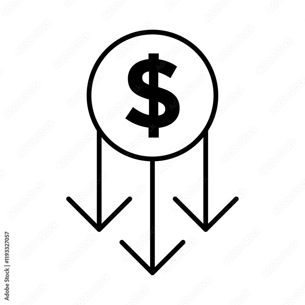 Cost reduction icon Flat illustration sign Stock Vector | Adobe Stock