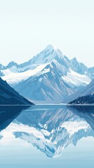 Wall Mural - Majestic Snowy Mountains Reflecting In Calm Lake Water