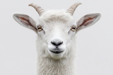 A goat featuring prominent horns and a distinct white face stands out in this captivating image.