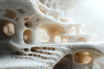 Wall Mural - intricate organic structure resembling natural formations in a bright, ethereal environment