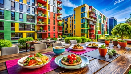 Canvas Print - Colorful Avant-Garde Condominium with Delicious Food Photography