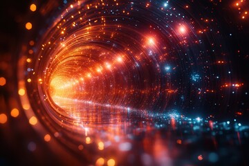 Wall Mural - vibrant tunnel illuminated by swirling lights in a futuristic environment during a cosmic event