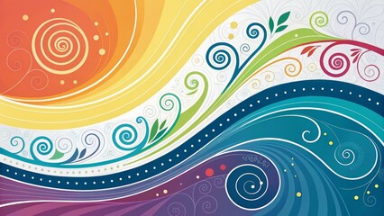 Rainbow Swirls Abstract Floral Composition, Vector Art, Colorful Design, Spiral Pattern Abstract art, Vector illustration