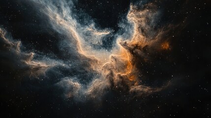 Canvas Print - cosmic nebula: a celestial dance of orange and gray hues across the starry void