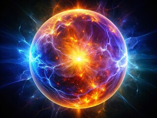 Wall Mural - Cosmic Plasma Sphere: Electrifying Energy Orb in Deep Space