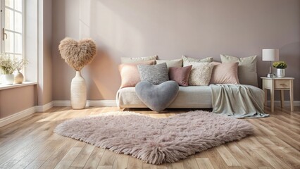 Wall Mural - Cozy Heart-Shaped Decor in Elegant Living Room