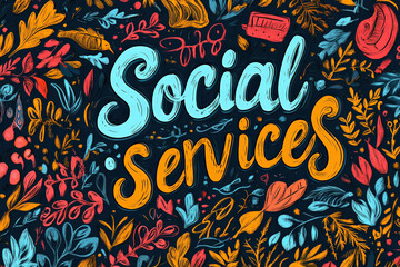 Sticker - Social Services Text Illustration