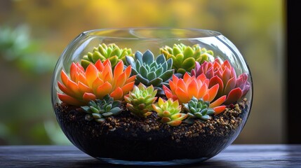 Poster - Succulents in glass bowl.