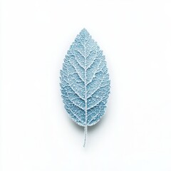 Wall Mural - A vibrant arafed leaf rests on a pristine white surface, contrasted against a soothing blue background, showcasing nature's beauty and simplicity.