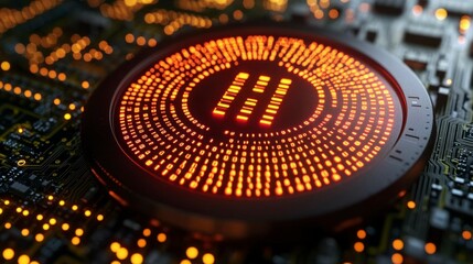 A futuristic design with illuminated binary code scattered among glowing dots creating a high-tech digital data concept ideal for websites and advertising