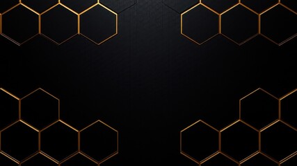 Wall Mural - abstract black and gold hexagon pattern background design
