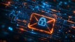 © Nikita44 - Digital lock on an email icon indicating privacy protection and secure data communication, cybersecurity concept, encrypted messaging, book illustration style