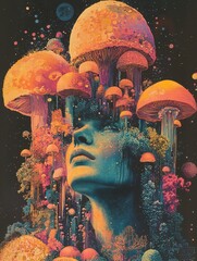 Wall Mural - An abstract psychedelic background with vibrant colors and patterns. 