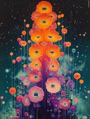 Wall Mural - An abstract psychedelic background with vibrant colors and patterns. 