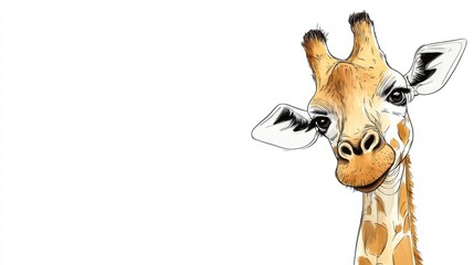 Aufkleber - Cheerful illustrated giraffe with a friendly expression in a bright and simple design. Generative AI