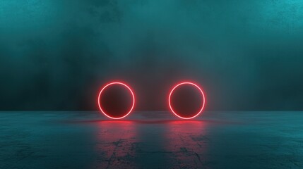 Sticker - two glowing red circles on a dark blue background