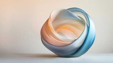 Wall Mural - A blue, white and orange sculpture is sitting on a table