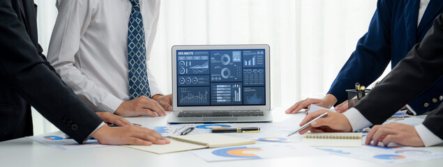Business data dashboard provide business intelligence analytic for marketing strategy planning brisk with big data set to analyze customer demands and foreseeing business future