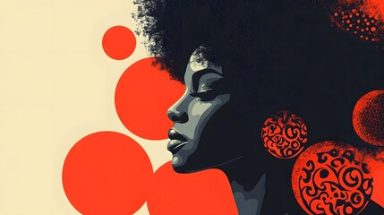 Wall Mural - Captivating Tribal Inspired Portrait of Glamorous Woman with Afro Hairstyle