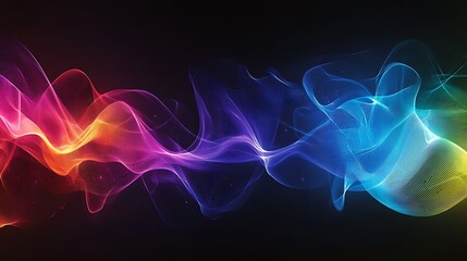 Wall Mural - Abstract Colorful Waves Flowing Dark Background